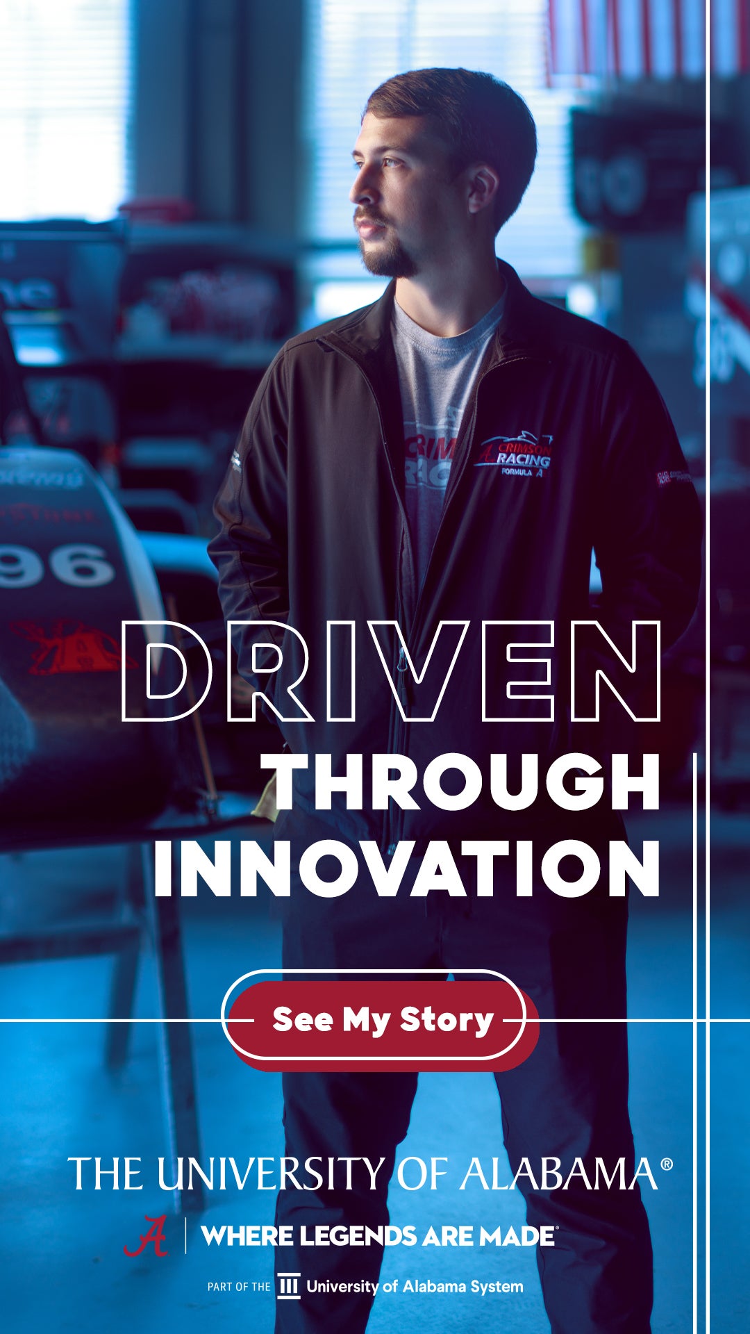 Legends digital banner ad featuring student, Cole Frederick.