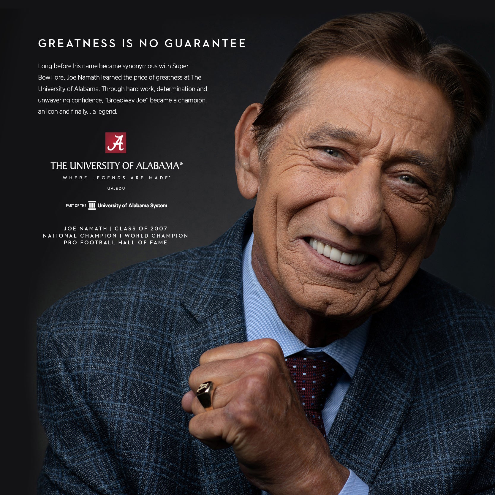 Legends Twitter ad featuring quarterback, Joe Namath.
