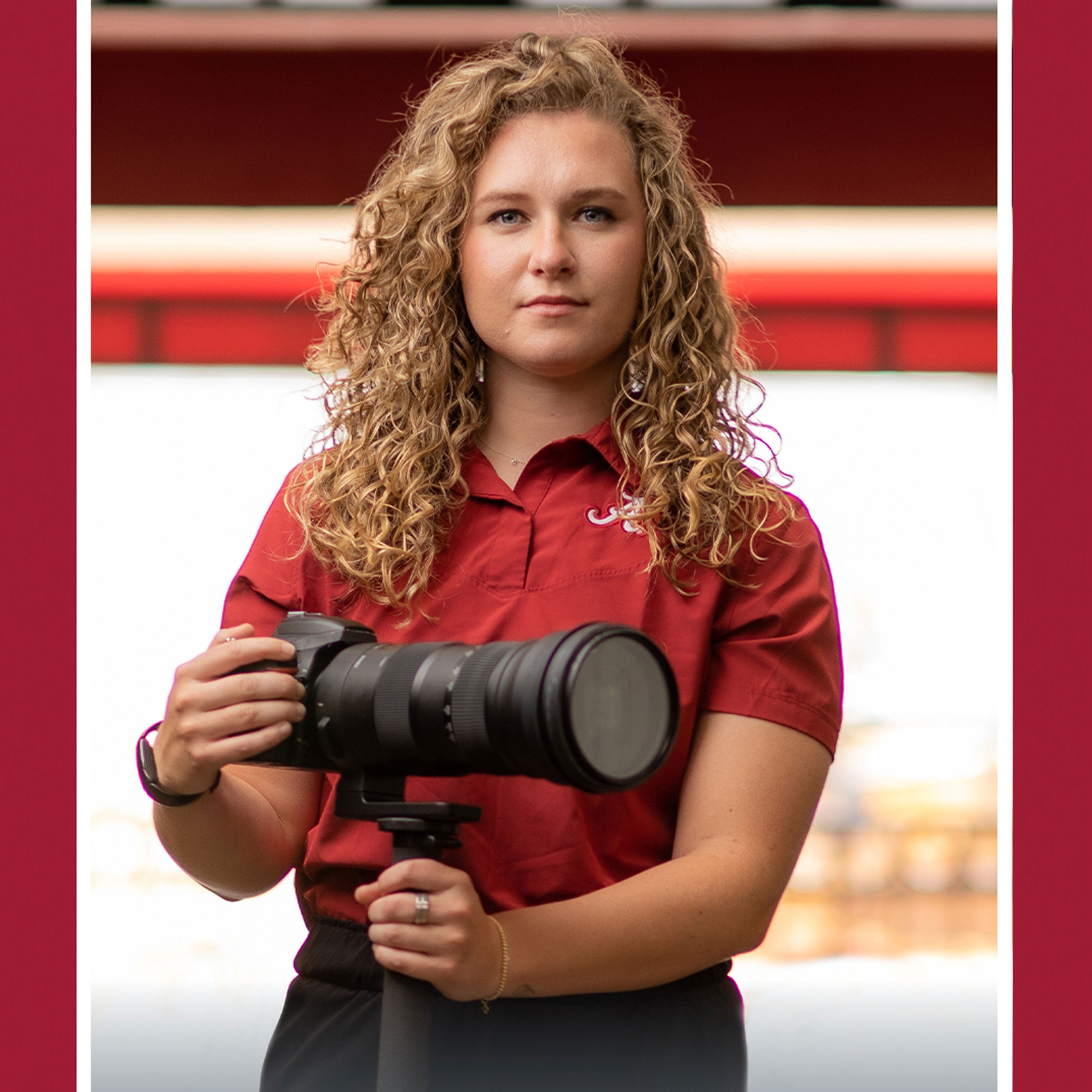 Legends digital banner ad featuring student, Emily Henderson.