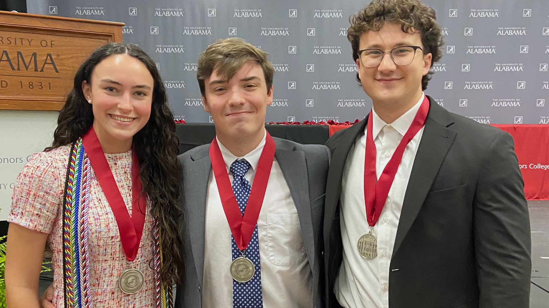 Price and some fellow students at an awards ceremony