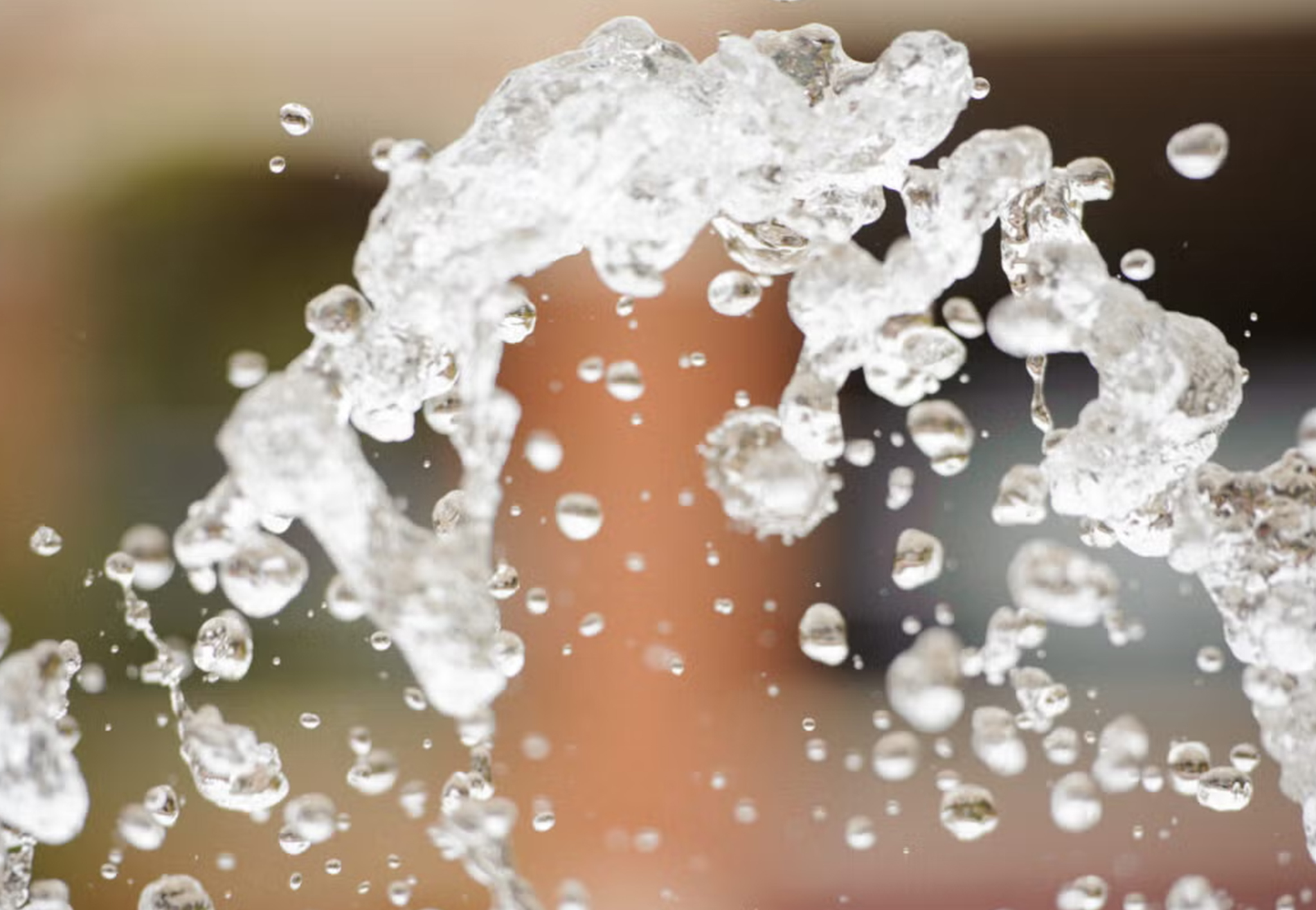 Water splashes from a fountain